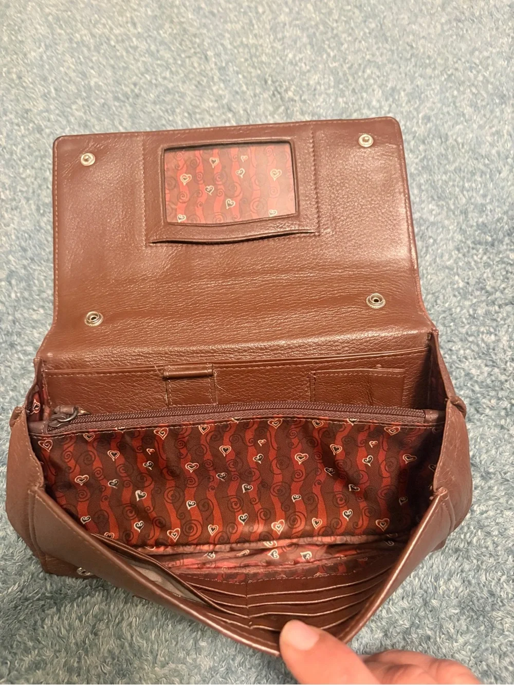 Brighton Gina Croc Leather Organizer Clutch Wallet Brown Rare Vintage Y2K